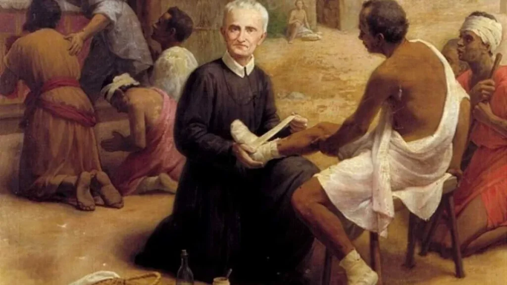 Beato Pedro Donders cuidando dos leprosos da Batávia