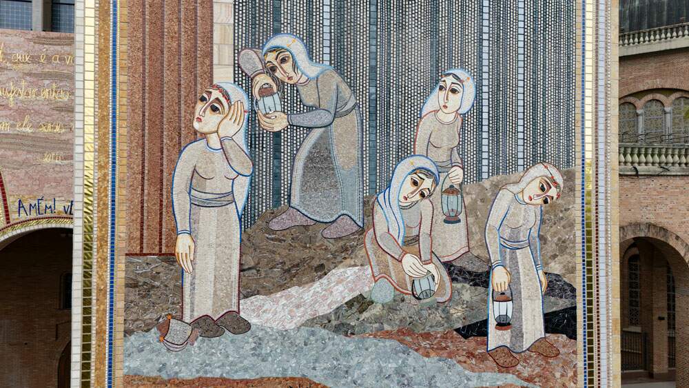 Mosaico da Fachada Oeste: As cinco virgens imprudentes