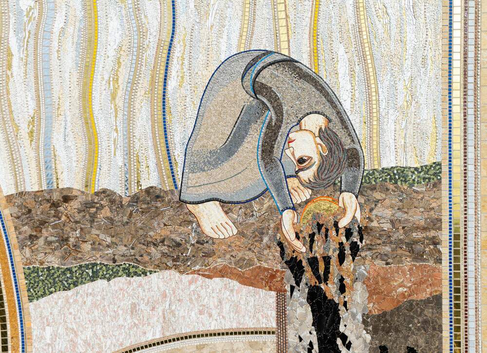 Mosaico da Fachada Oeste: A Parábola dos Talentos: o talento enterrado