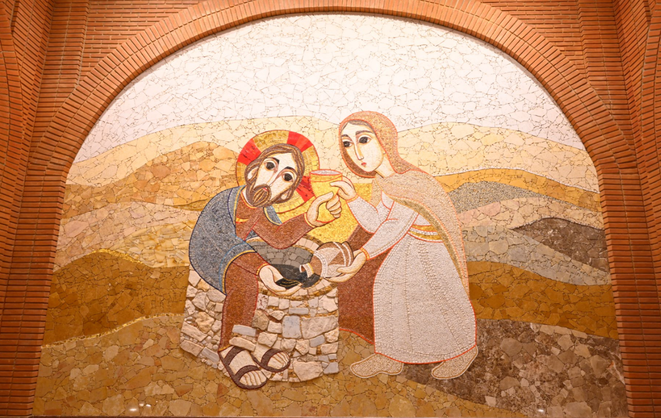 Mosaico da Fachada Sul: Jesus e a Samaritana