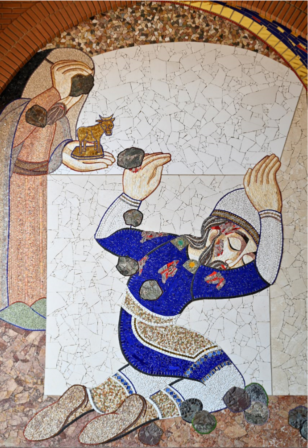 Mosaico da Fachada Sul: O martírio do sacerdote Zacarias no Templo de Jerusalém