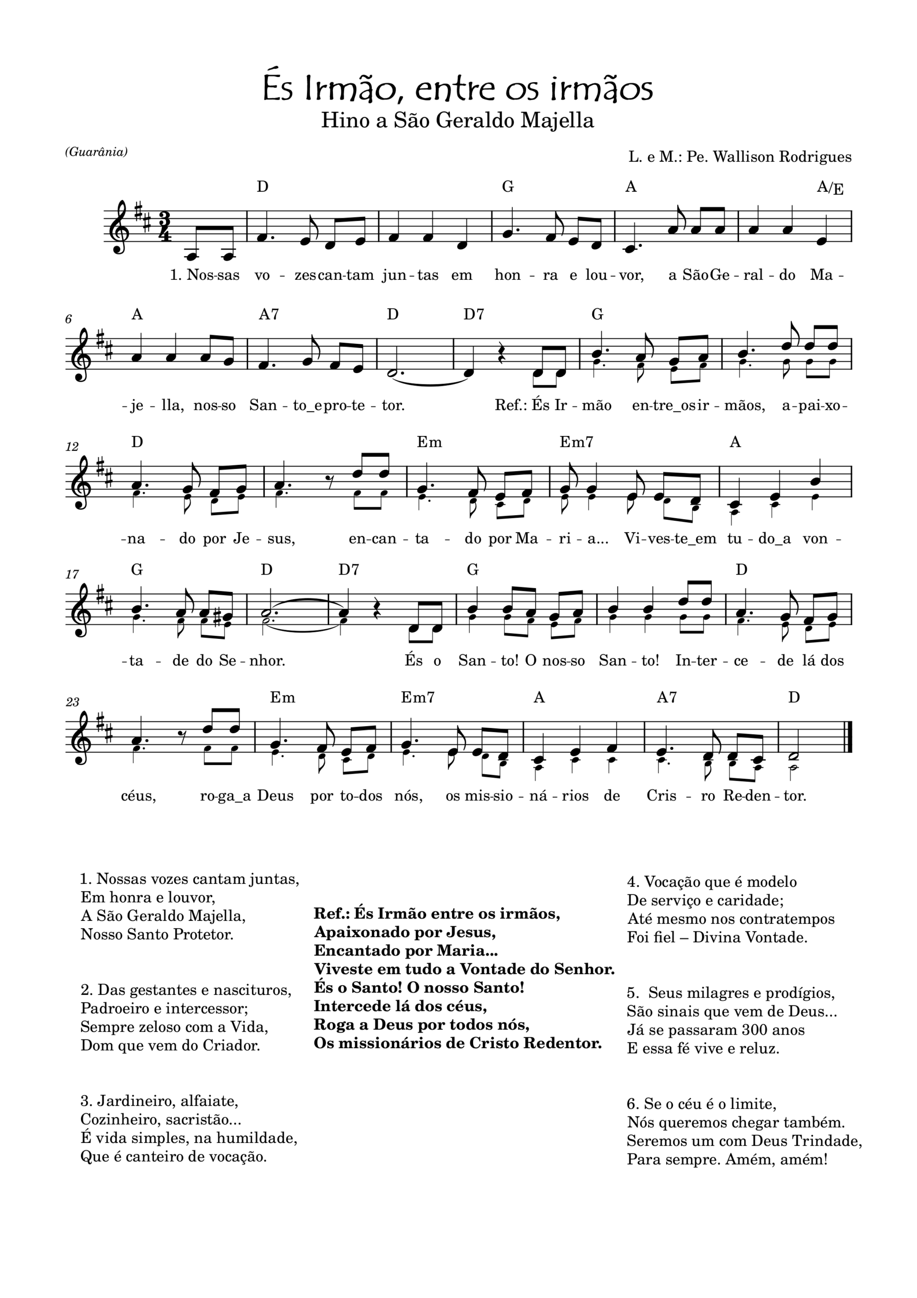 Partitura do Hino a São Geraldo Majella