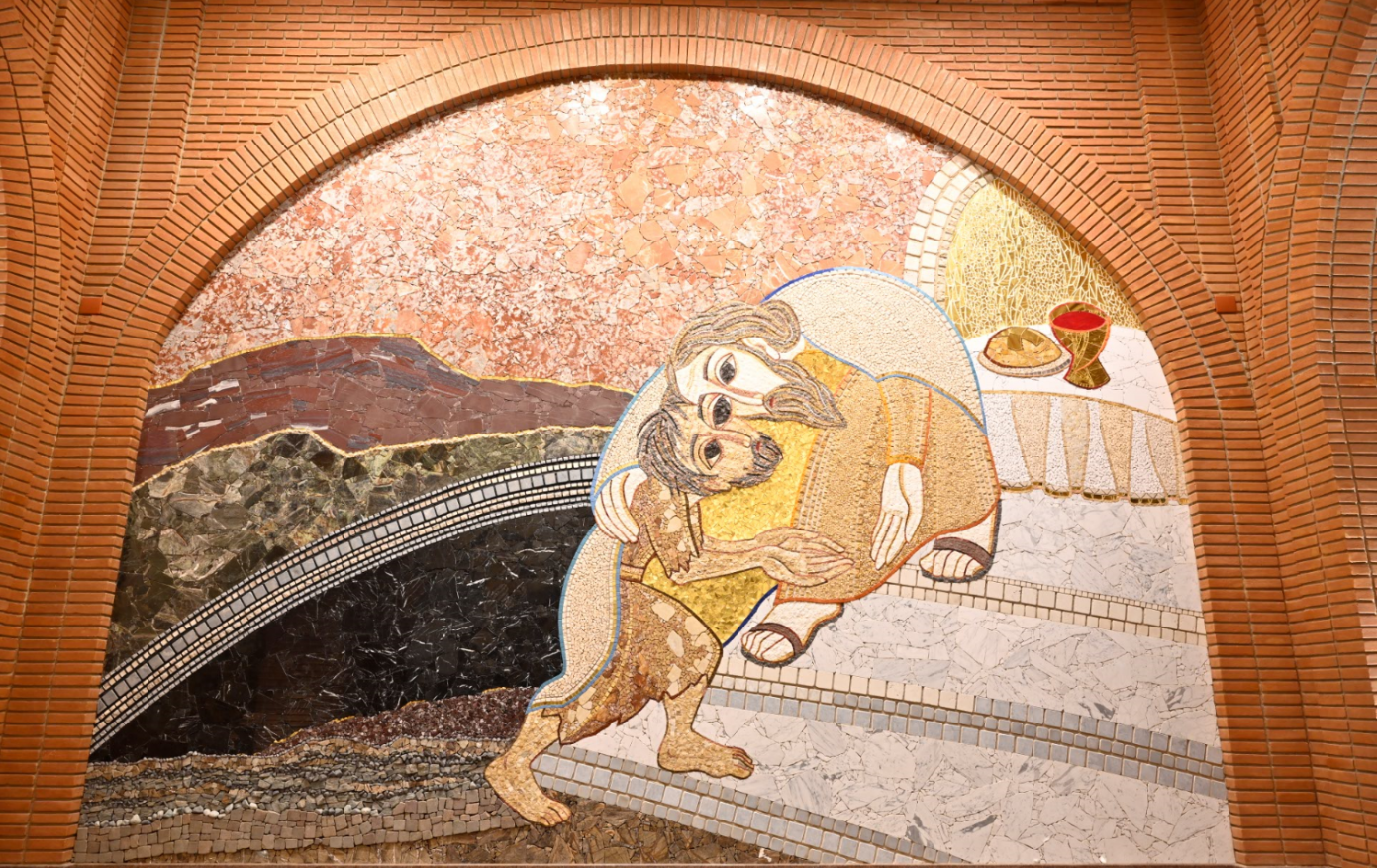 Mosaico da Fachada Sul: Parábola do filho pródigo ou do pai misericordioso