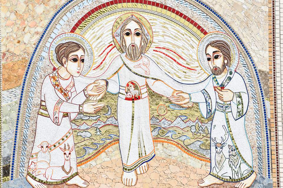 Mosaico da Fachada Leste: Criação de Adão e Eva