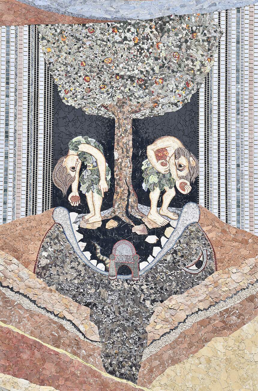 Mosaico da Fachada Leste: Perceberam que estavam nus