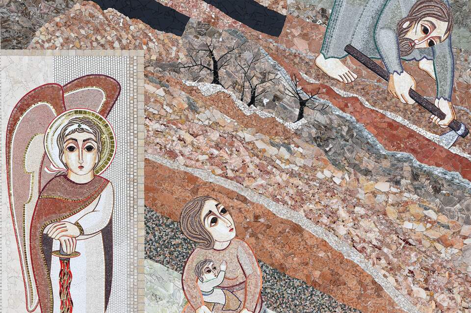Mosaico da Fachada Leste: Maldita seja a terra por tua causa
